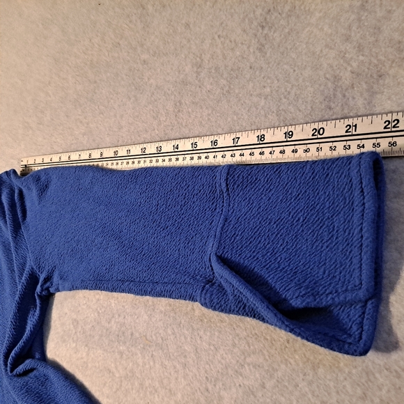 Soft Surroundings Carlile Top Sapphire Oversize Sz Small Wide Collar Front Snaps - Picture 11 of 11